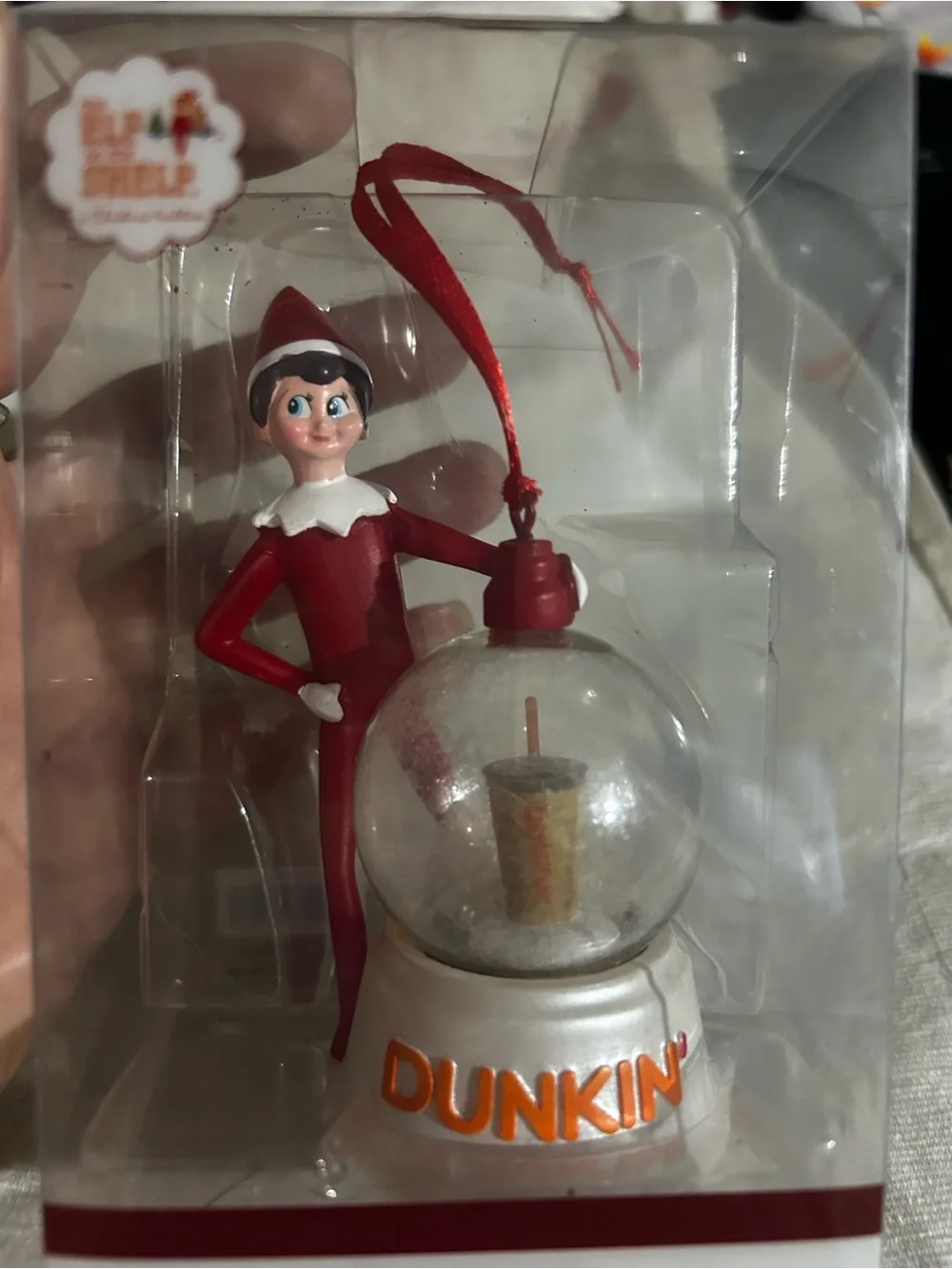 Holiday Ornament Set - Pink Donut & Coffee Cup (Set of 3) plus elf